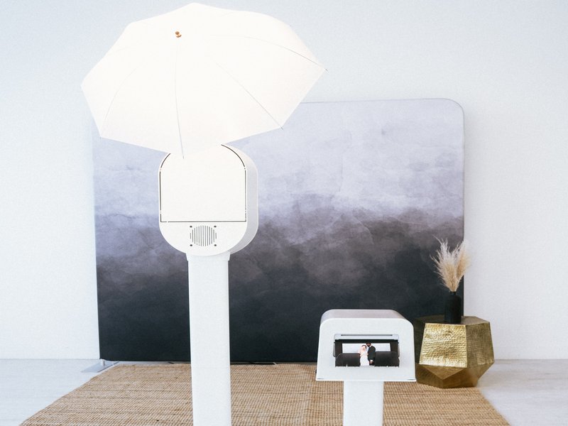 Memory Maker package - Luxury photo booth setup with umbrella lighting and backdrop